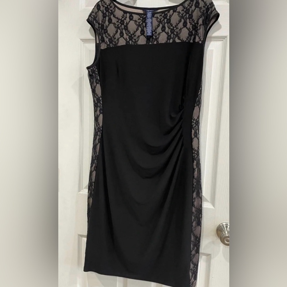 Fully Lined Chaps Dress with Lace Details Black XL